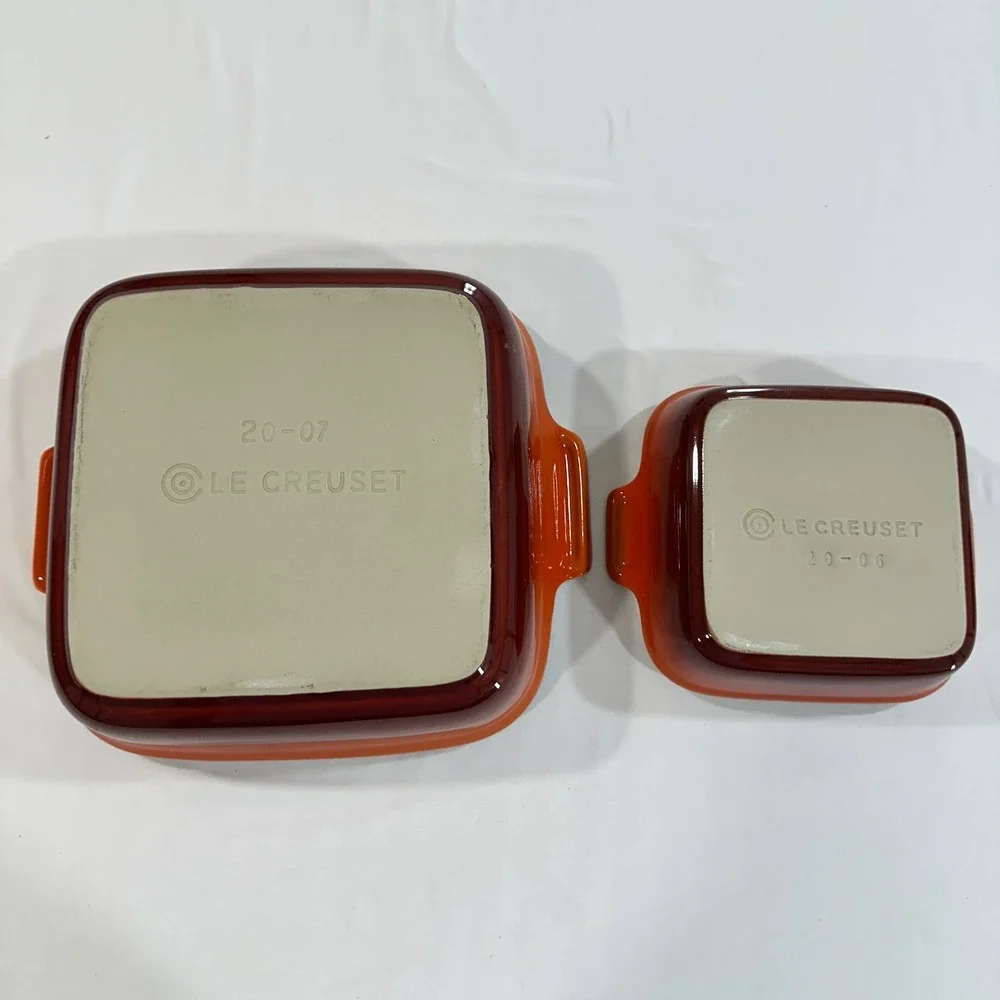 Le Creuset Stoneware Square Baking Dish Set 2pc Flame Orange casserole